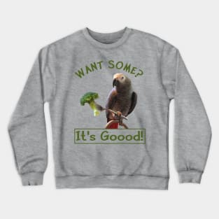 African Grey Parrot Broccoli Crewneck Sweatshirt